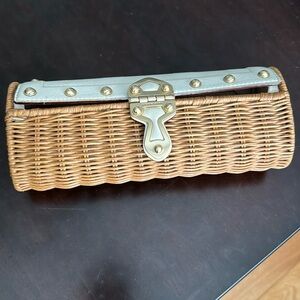 Michael Kors Wicker & Leather Clutch